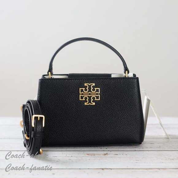 Tory Burch Handbags - NWT Tory Burch Britten Micro Satchel Leather Crossbody in Black